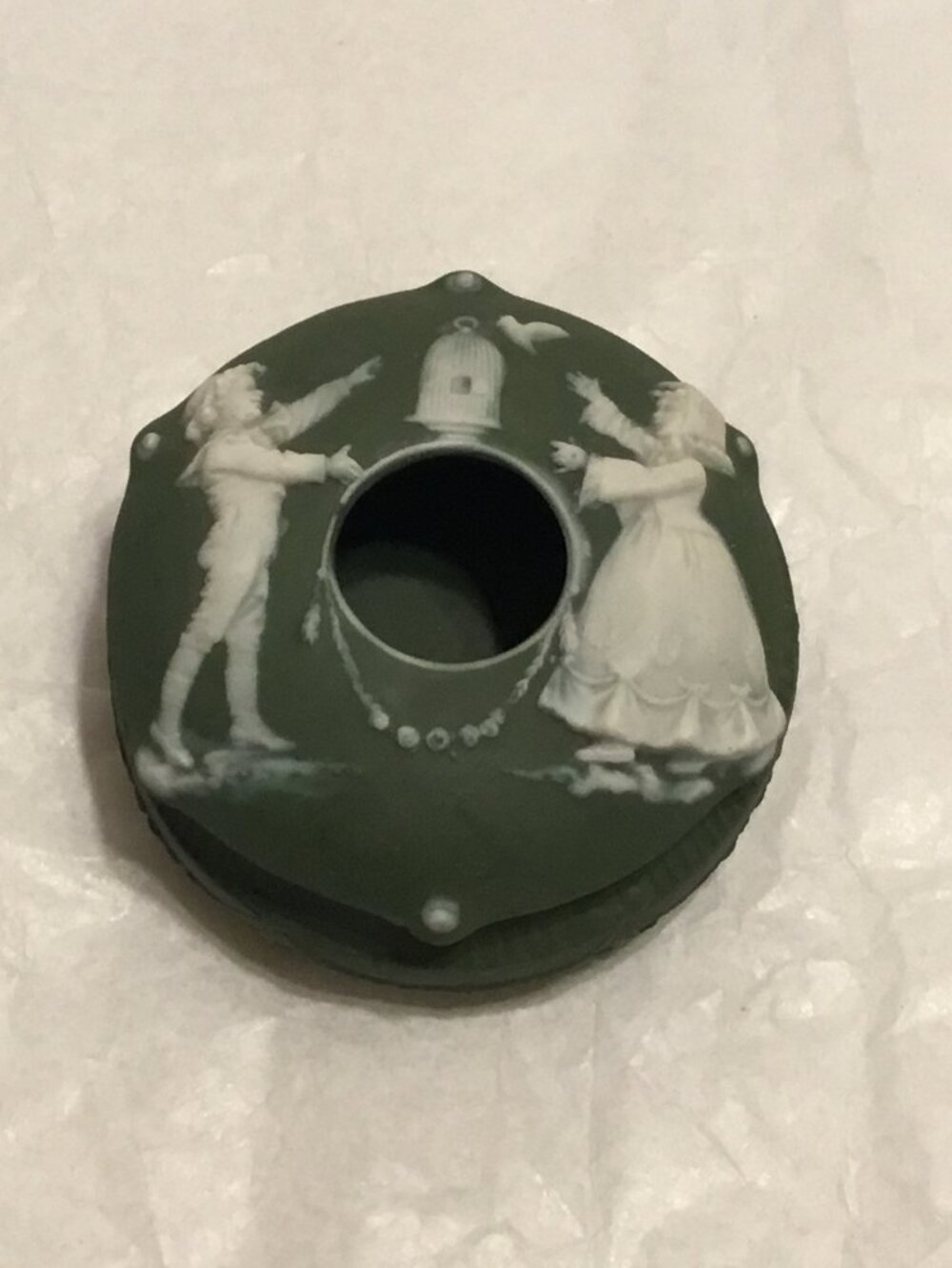 Antique and very lovely jasperware hair receiver - Schafer & Vater? Wedgwood?